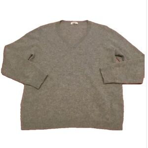 Nordstrom V-Neck Cashmere Sweater Grey XL Classic
